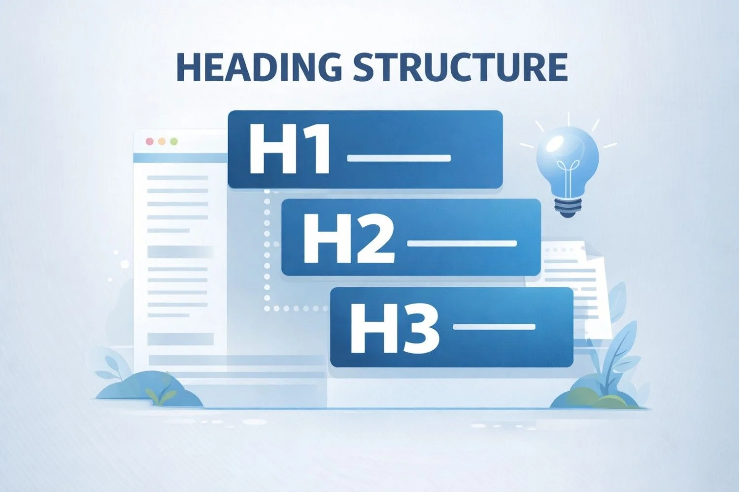 Heading structure using H1 H2 and H3 for SEO